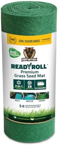 Petramax ReadyRoll Biodegradable Grass Seed Mat for Lawn (54 ft.) - All Year Green 3-in-1 Tall Fescue & Kentucky Grass Seed Rolls w/Mulch & Fertilizer - Lawn Repair Patch - Just Roll, Water, Grow by PetraMax