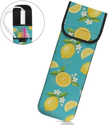 Flat Iron Travel Case Lemon Flower Portable Curling Iron Case Heat Resistant Travel Bag Hair Straightener Curler Storage Bag Hair Accessories Organizer Long-Term Use - Image 2
