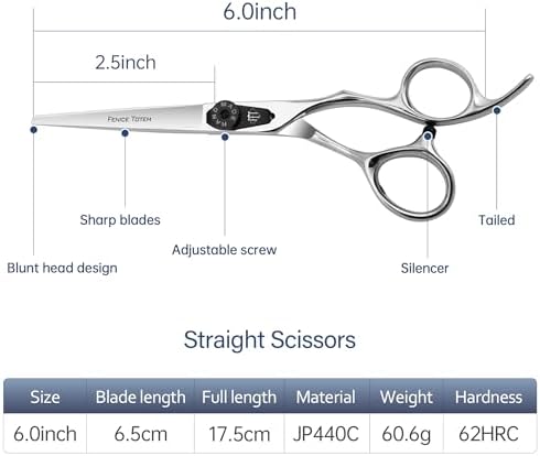 Professional Hair Cutting Scissors, 6.0 inch, Suitable for All Hair Types (Straight) - Image 4