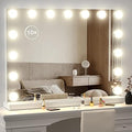 Gvnkvn Vanity Mirror with Lights Lighted Makeup Mirror with 15 Dimmable LED Bulbs,3 Color Lighting Modes,USB Charging Port Touch Control,Sturdy Metal Frame Design 24x18 Inch,White by Gvnkvnlightupyourhome