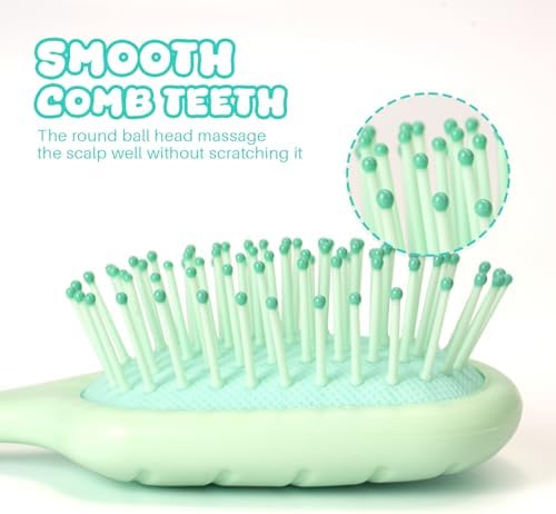 Mini Hair Bursh for Women Men and Kids, Protable Travel Size Hair Brush for Pockets Purses, Mini Detangler Brushes for All Hair Types, Small Paddle Brush for Detangling(Green) - Image 6