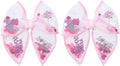 Birthday Hair Bows for Girls,2 Pcs 4" Glitter Pink Tulle Shaker Bows Alligator Clips with Happy Birthday Cake Confetti for Teens,Toddlers,Baby, Kids Party Dress Accessory Gift by Miroksh