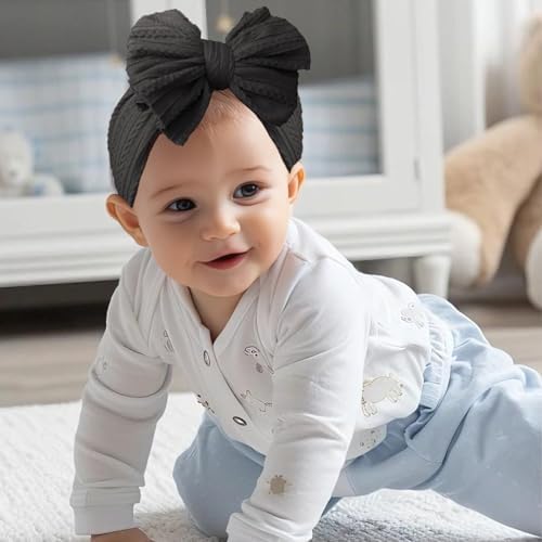Baby Bows Headbands Soft Nylon Handmade Hair Accessories for Newborn Infant Toddler Kids (6 Mixed White, Large) - Image 5