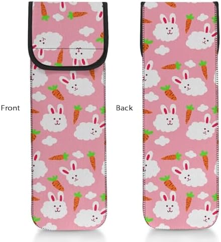 ZOUTAIRONG Cute Bunny Curling Iron Holder Heat Resistant Travel Curling Iron Bag Flat Iron Case Heat Resistant Travel Bag Hot Tools Travel Bag with Two Pocket Flat Iron Case Holder with Thermal Liner - Image 5