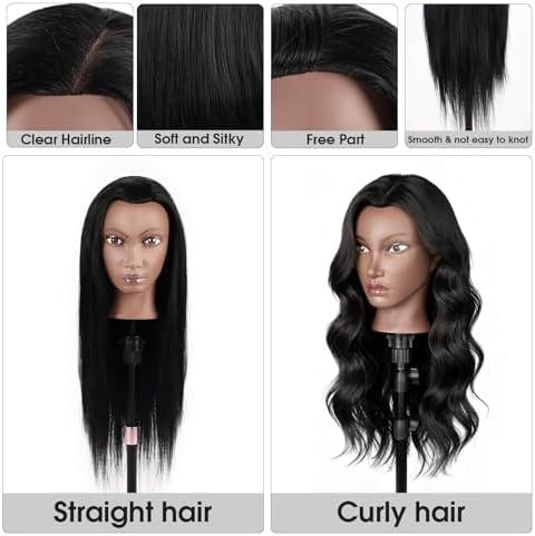 80% Real Hair Mannequin Head,TopDirect 26''Black Hairdresser Cosmetology Doll Head Styling,Manikin Heads Hairs Braiding DIY Styling with Clamp Holder and Tools Set - Image 7