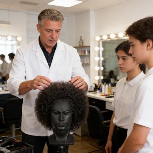 10'' Training Head with 100% Human Hair Mannequin Head Cosmetology Afro Hair Manikin Head for Practice Styling Braiding - Image 7