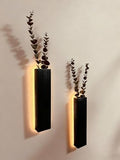 Artificial Eucalyptus with LED Lights Wall Planters Rustic Wall Decor with Lights Fake Vines for Home Decor Bedroom Living Room Bathroom Hanging Vase for Dried Flowers Faux Plants (Black) by Unknown