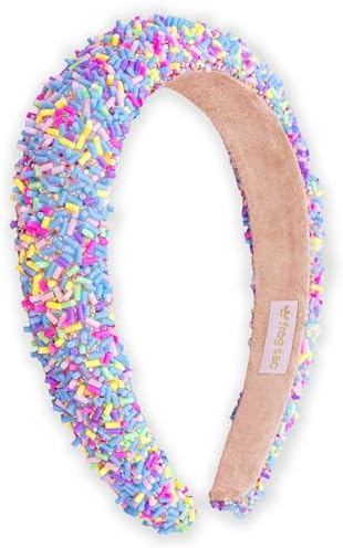 FROG SAC Headband for Girls, Candy Sprinkles Padded Headbands for Kids, Wide Puffy Hair Bands for Toddlers, Little Girl Confetti Hair Accessories, Thick Colorful Aqua Blue Child Hair Band by FROGSAC
