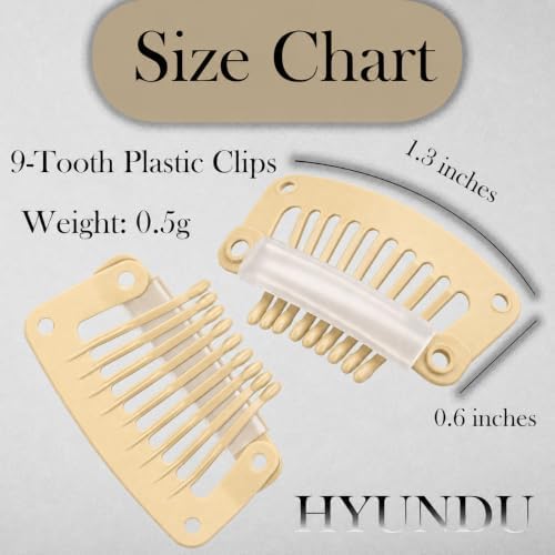 9-Tooth Plastic Wig Clips, Beige Hair Extension Clips, 6 Pack - Image 3