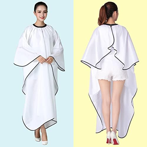 Barber Hair Cutting Cape with Adjustable Neckline 55" x 63" White - Image 2