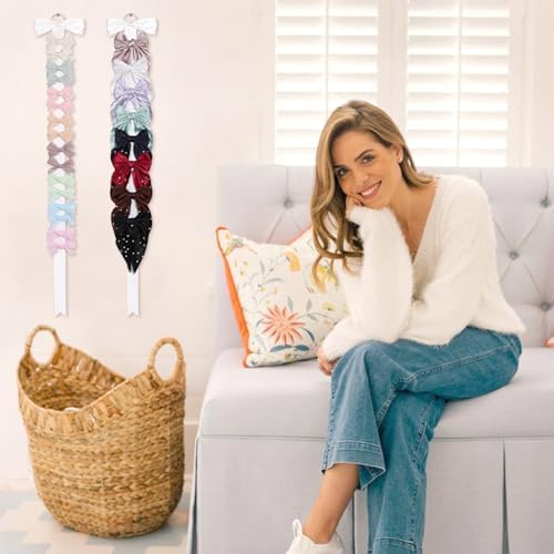 3 PCS Bow Holder for Girls Hair Bows, Ribbon Hair Clip Oraganizer Hair Barrettes Storage for Women,Wall Hanging Alligator Clip Hair Accessories Organizer Bedroom College Dorm Decor (White) - Image 4