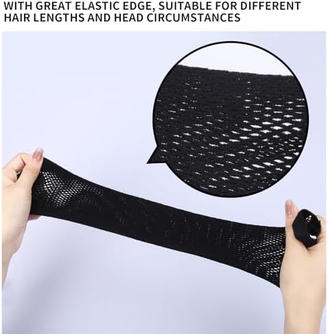 Fandamei Wig Cap, Hair Net for Wigs for Women, 30 CM Large Mesh Wig Cap for Long Hair, Nylon Hair Net Non Slip for Halloween Rave Party Cosplay-Black 2 PCS - Image 3