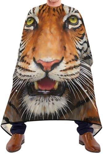 ALAZA Vintage Tiger Animal Barber Cape for Men Women, Waterproof Haircut Apron Beard Shaving Bib Hair Cutting Cloth 55 x 65 Inch - Image 2
