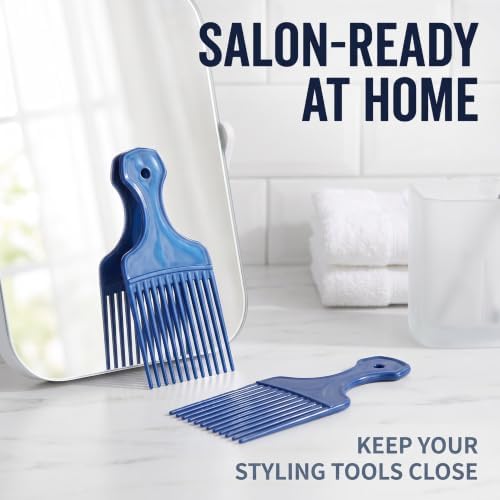 2Pcs Blue Salon-Style Hair Pick and Barber Comb - Pick Comb for Curly Hair and Parting Care for Thick Quality Barber Supplies, Styling Tools and Appliances - Image 6