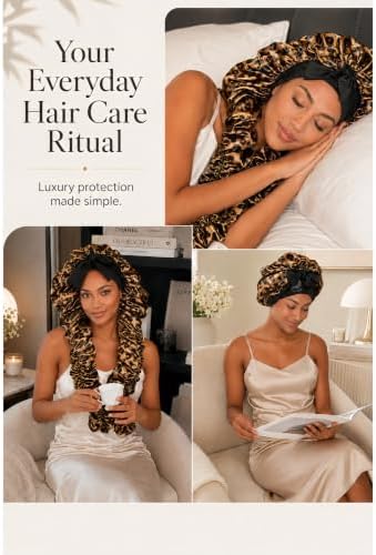 Double Layer Slik Like Satin Bonnet, 33-43" XXL Bonnet for Braids Long Hair - Image 4