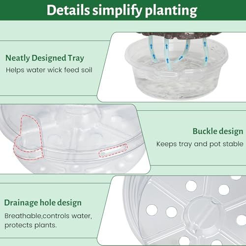 Bluepro Self Watering Pots for Indoor Plants, 4/5/6.5 Inch, 18-Pack - Image 5