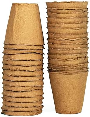 Daniel's Plants 4" Naked Pots | Large Natural Plantable Seed Starter Pots | OMRI-Listed Biodegradable for Seedlings | Enhanced Aeration | Earth Friendly - Peat Free | 30 Pack 4 Inch Round by DanielsPlants