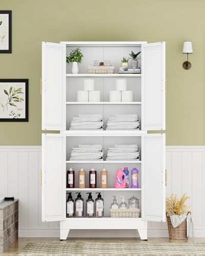 75" Metal Garage Storage Cabinet with 4 Doors 4 Adjustable Shelves - Image 4