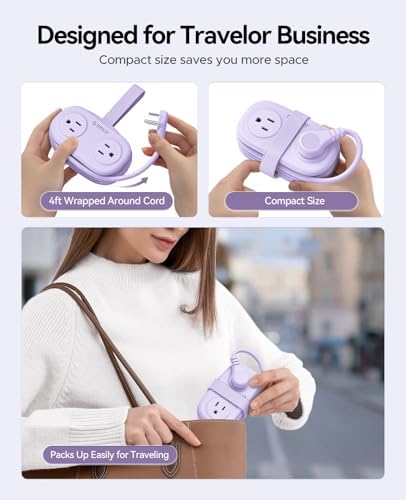 ORICO Purple Travel Power Strip with 4 AC Outlets 3 USB Ports (1 USB-C) - Image 5