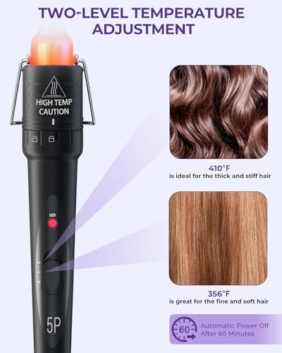 Ohuhu 5 in 1 Curling Wand Set, 0.35"-1.25" Interchangeable Ceramic Barrels - Image 4