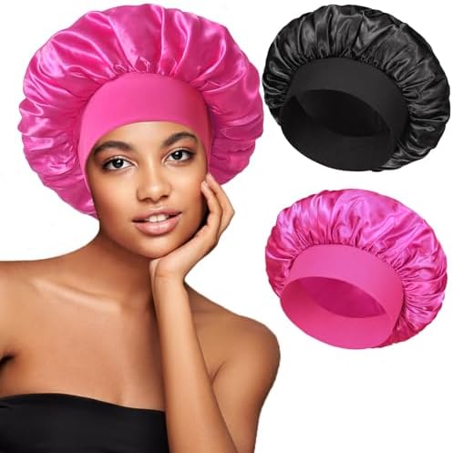 vidsel 2pcs Satin Sleep Bonnets for Women, Silk Hair Bonnet for Sleeping by vidsel