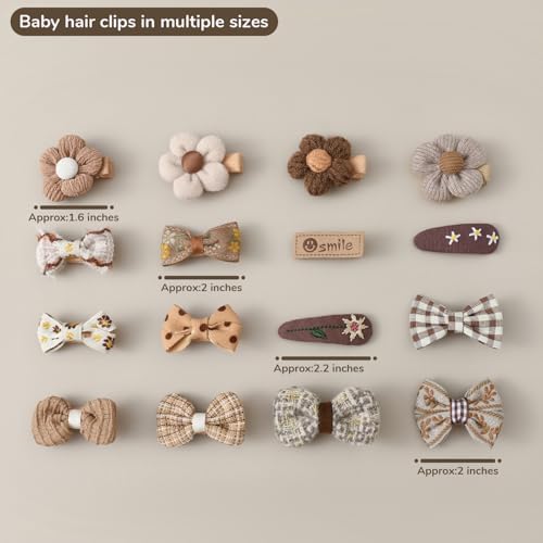 Baby Girl Hair Clips Set 20Pcs Tiny 2" Toddler Hair Bows Fully Covered Barrettes Clips for Babies Kids Small Hair Accessories - Image 2
