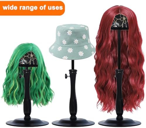 Wig Stand 1PC Iron Base Adjustable 12.6-18.5"Black Non-Slip Wig Holder - Image 2