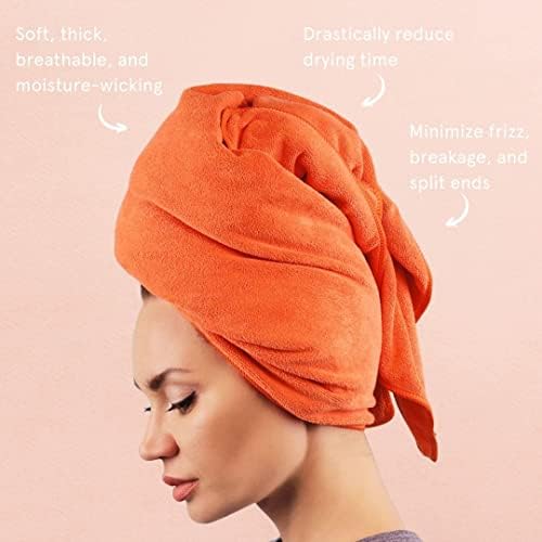 Sleek'e Sleeke Microfiber Hair Drying Towel - Coral, Quick Drying Hair Towel, Reduces frizz, Super Absorbent - Image 2