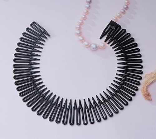 Sowaka 4 Pcs Circular Stretch Hair Wrap Holder Combs, Plastic in Black and Brown for Women Girls Outgoing Sports Hair Accessories - Image 3