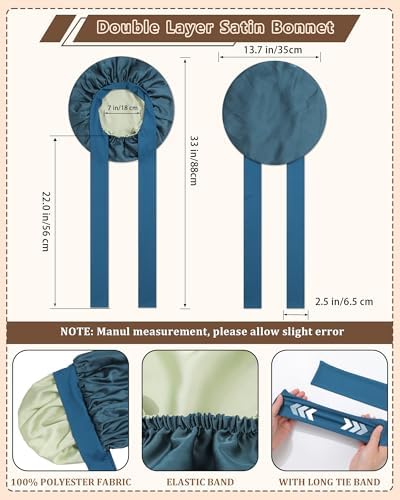 AWAYTR Satin Hair Bonnet for Sleeping, Adjustable Double Layer Sleep Cap - Image 2