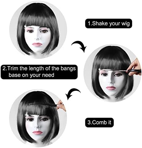 MIAHART Black Short Bob Wig and Sunglass Set, Neon Colored Wigs Sunglass Pack Costume Colorful Cosplay Wigs Daily Party Hairpieces for Bachelorette Neon Party Favors Halloween Decorations Supplies - Image 2