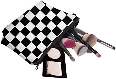 Deanfun Cosmetic Bag for Women, Black White Lattice Waterproof Makeup Bags Roomy Toiletry Pouch Travel Accessories Gifts (51782) - Image 5