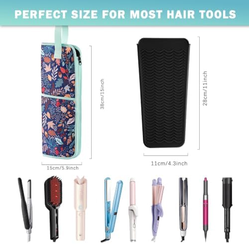 WK IEASON 2 Pieces Curling Iron Travel Bag Case Heat Mat for Hair Tools - Image 2
