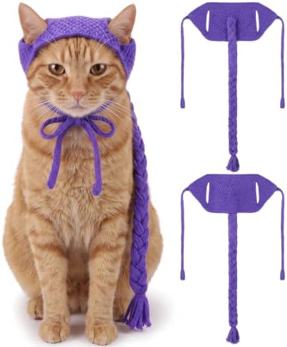 Thiccywoov 2 Pcs Costume Pet Wigs for Dogs Cats, Hats Purple by Jgiusenfg