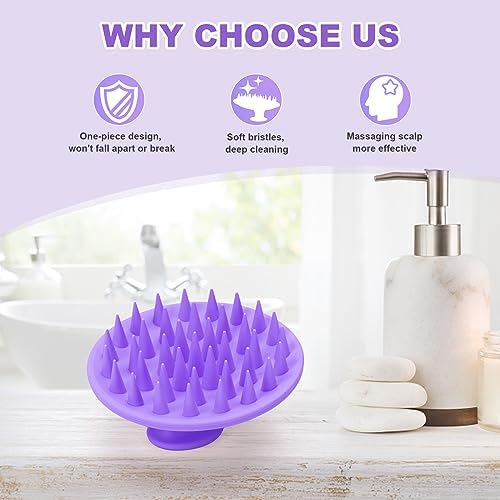 Meartchy Silicone Scalp Massager Shampoo Brush, Scalp Scrubber for Hair Growth (Purple) - Image 6