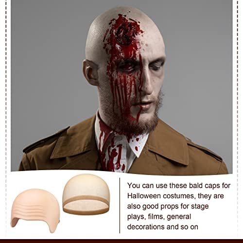 Syhood 2 Pcs Bald Caps Halloween Latex Bald Cap - Image 6