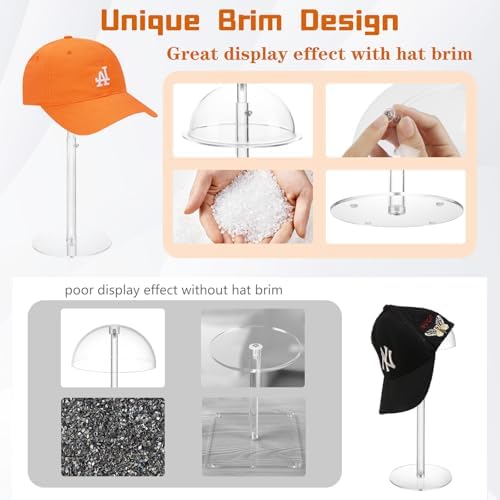 Adjustable Acrylic Hat Display Stand, 8"-16" Clear Domed Baseball Cap Rack - Image 4