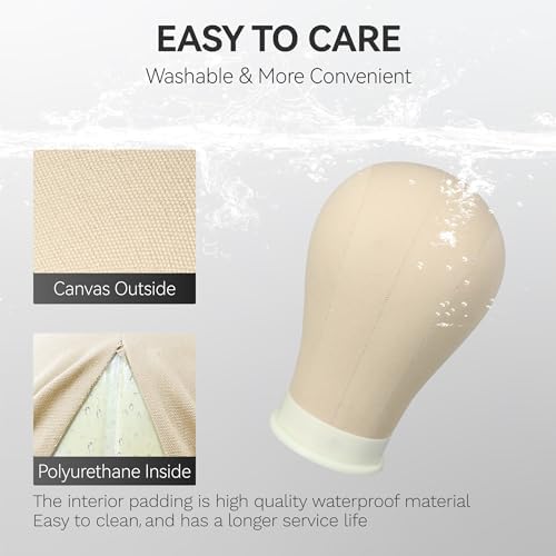 24 Inch Mannequin Head for Wig, Canvas Wig Head with Mount Hole, Manikin Head for Wig Making, Styling and Display, Head Contour More Realistic - Image 3