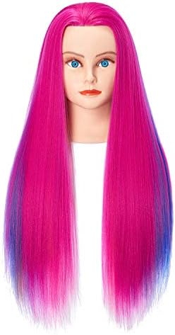 26-28'' Mannequin Head Yaki Synthetic Fiber Hair Styling Training Head Dolls for Cosmetology Manikin Maniquins Practice Head with Stand (6611W0320) - Image 3