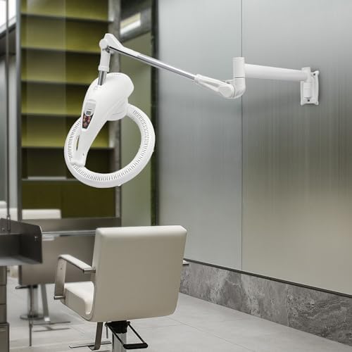 Multifunctional Hair Treatment Machine, 950W Wall Mount Orbiting Rotating Hair Treatment Machine, Home Salon Hair Perming Machine with 360 Degree Rotating Heating Ring and Adjustable Arm (White) - Image 3