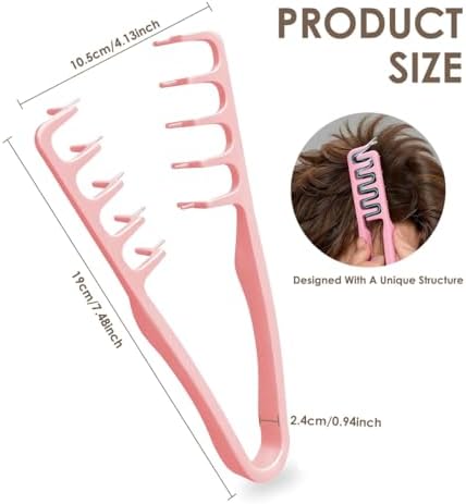 Texture Comb Wide-Tooth Hair Styling Comb for Root Lift,Pink - Image 2