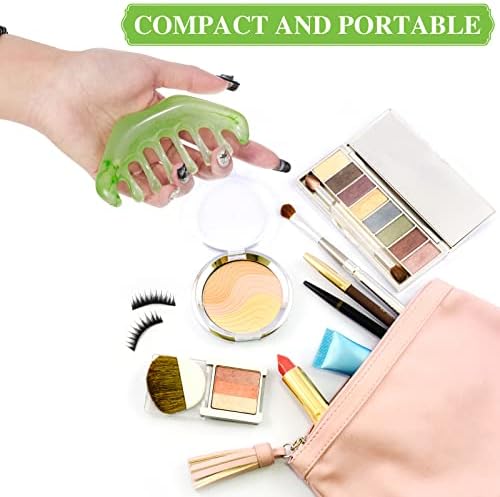 Geiserailie 2 Pcs Jade Combs Gua Sha Stone Scalp Massage Tool - Image 5