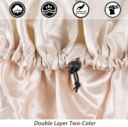Edoneery Satin Bonnet for Sleeping Women, Double Layer Adjustable Sleep Cap - Image 2