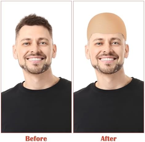 2Set Latex Bald Cap with Nylon Wig Caps for Adults Halloween Cosplay - Image 6