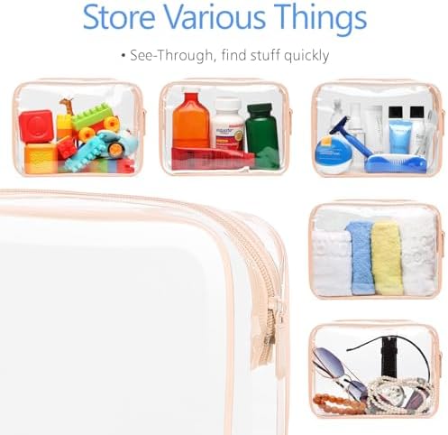 PACKISM TSA Approved Toiletry Bag - Clear Makeup Bag Travel, 4 Medium Pink - Image 5