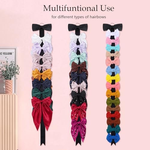 3 PCS Bow Holder for Girls Hair Bows, Ribbon Hair Clip Oraganizer Hair Barrettes Storage for Women,Wall Hanging Alligator Clip Hair Accessories Organizer Bedroom College Dorm Decor (Black-3pcs) - Image 6