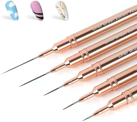 Artdone Metallic Nail Art Pens, Liner Brushes Set, 5PCS Gold Nail Tools by Artdone
