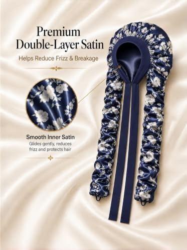 Double Layer Slik Like Satin Bonnet, 33-43" XXL Bonnet for Braids Long Hair - Image 3