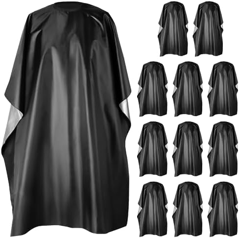 12 PCS Barber Cape, Waterproof Shampoo Capes With Snaps Buttons Closure, Large Hair Cutting Salon Cape Barber (57 x 47 Inch (As shown, 12 PCS) by Anjetan