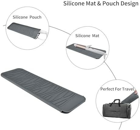 2 Pack Silicone Heat Resistant Travel Pouch for Straightener, Crimping Wand, Curling Wand, Flat Iron (Light Grey&Beige) - Image 5